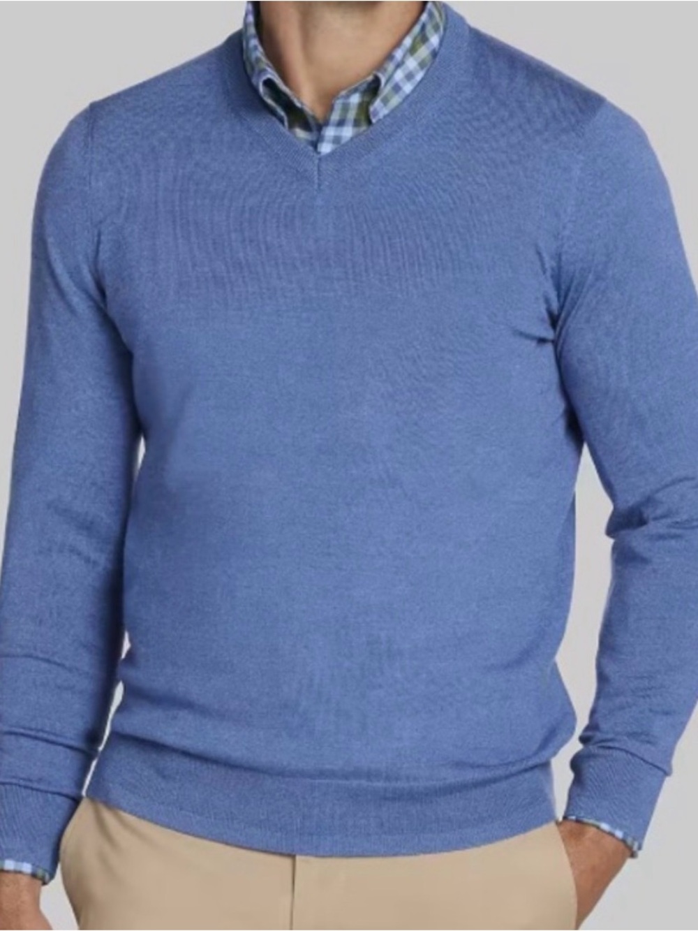 Jos. A. Bank Merino Wool Men's V-Neck Sweater in Cornflower Blue